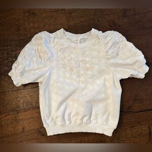 Anthropologie Cream Embroidered Sweatshirt, size XS
